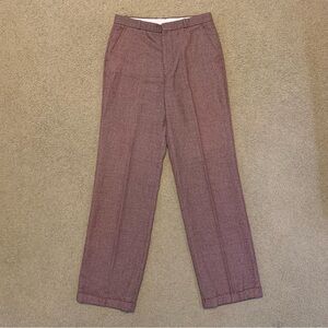 Flash Backs Vintage 40s Inspired Maroon Plaid Dress Pants Slacks Trousers 28x31